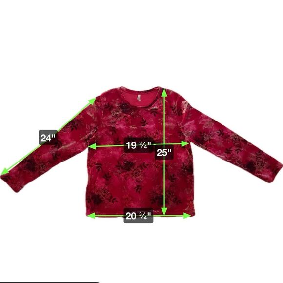White Stag Floral Print Long Sleeve Velvety Pullover Blouse Red Size Xl - Picture 6 of 9